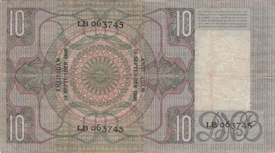 10 Gulden p49 19 9 1936 VF